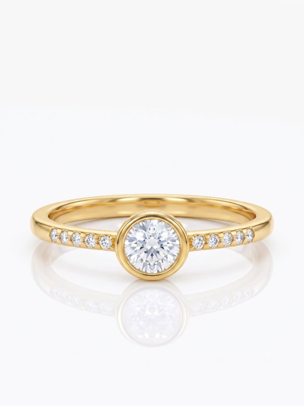 Dainty Gold ring with round gemstone, 925 Sterling Silver with 10k gold finish